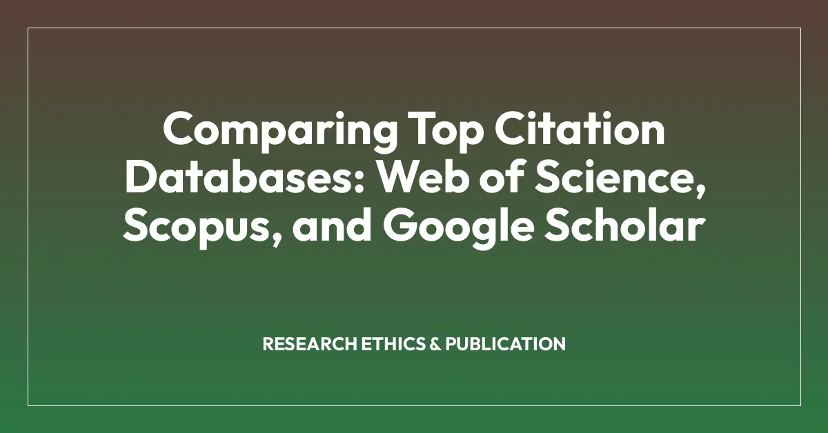 Comparing Top Citation Databases: Web of Science, Scopus, and Google ...