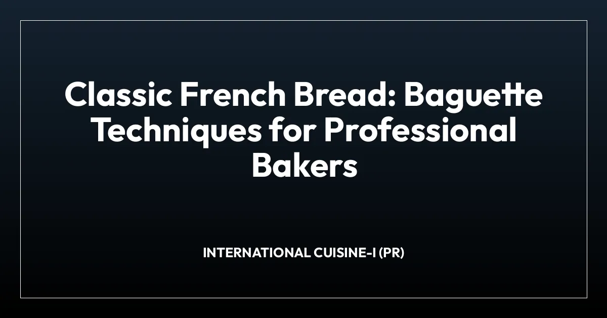 Classic French Bread: Baguette Techniques for Professional Bakers