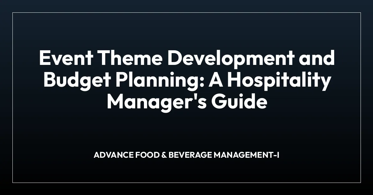 Event Theme Development and Budget Planning: A Hospitality Manager’s Guide