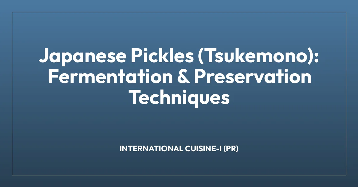 Japanese Pickles (Tsukemono): Fermentation & Preservation Techniques