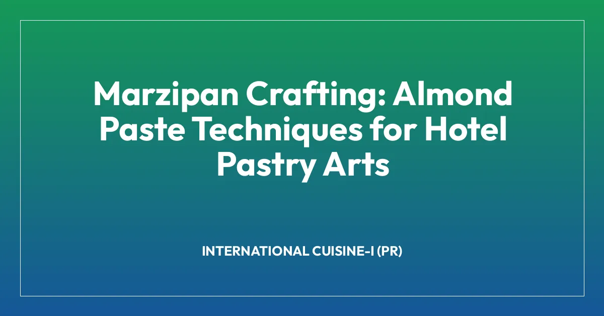 Marzipan Crafting: Almond Paste Techniques for Hotel Pastry Arts