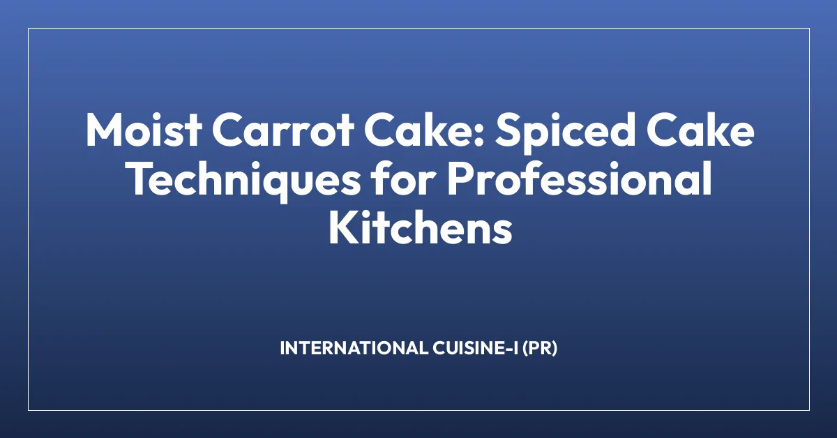 Moist Carrot Cake: Spiced Cake Techniques for Professional Kitchens