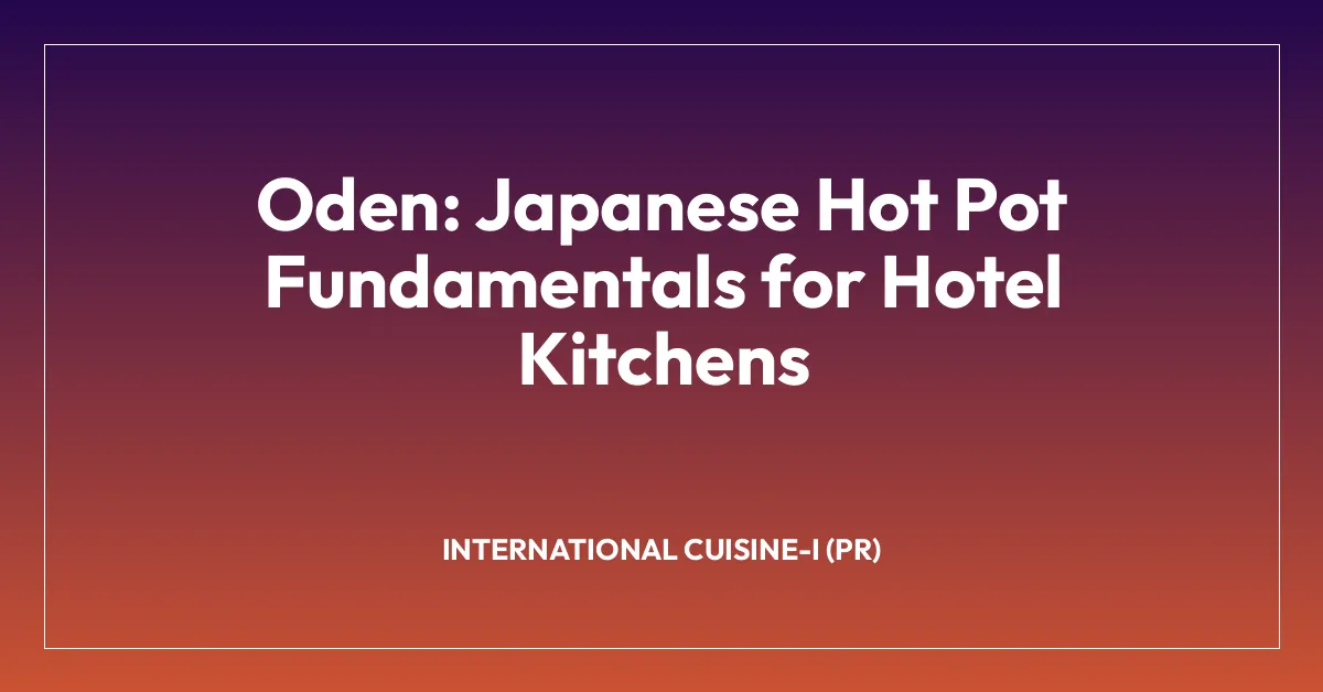 Oden: Japanese Hot Pot Fundamentals for Hotel Kitchens