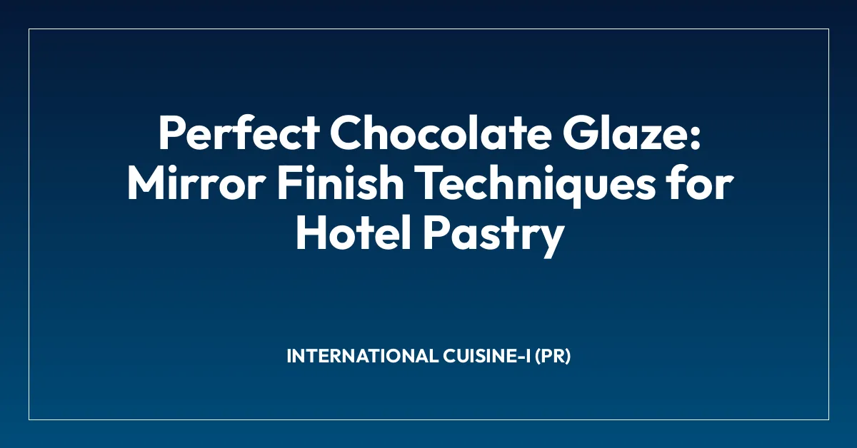 Perfect Chocolate Glaze: Mirror Finish Techniques for Hotel Pastry