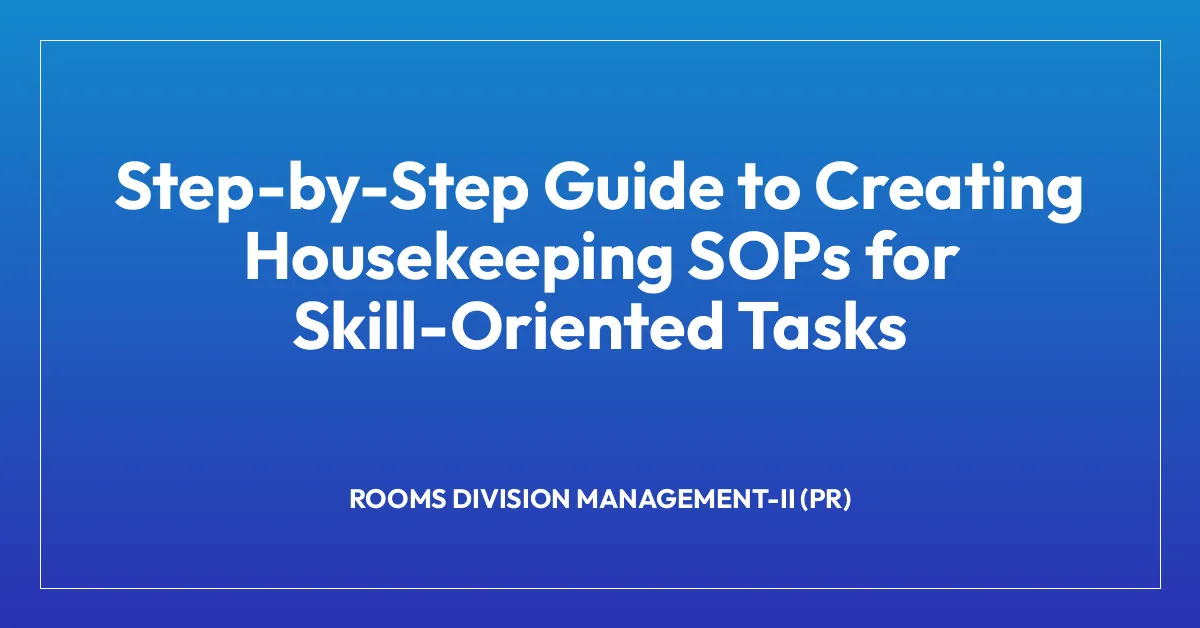 Room Upgrade Sop Examples Rooms Division Management-II (Pr) | Hospitality.Institute